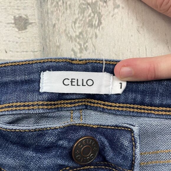 Cello Women's Size 1 Blue Mid-Rise Stretch Distressed Skinny Ankle Jeans - Picture 6 of 9